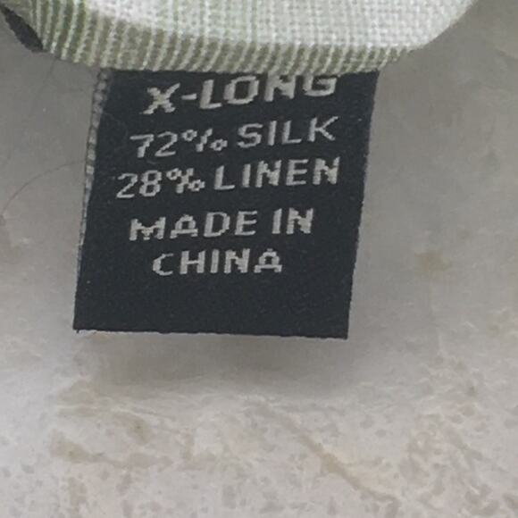 PRONTO UOMO GREEN CREAM PLAID SILK LINEN BLEND NECKTIE ( XL) - Picture 9 of 12